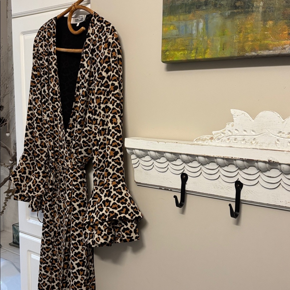 Diane Von Furstenberg Leopard Ruffle Maxi dress XL - Picture 12 of 13